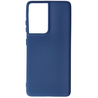 Husa Samsung Galaxy S21 Ultra, SIlicon Catifelat cu interior Microfibra, Albastru Marine